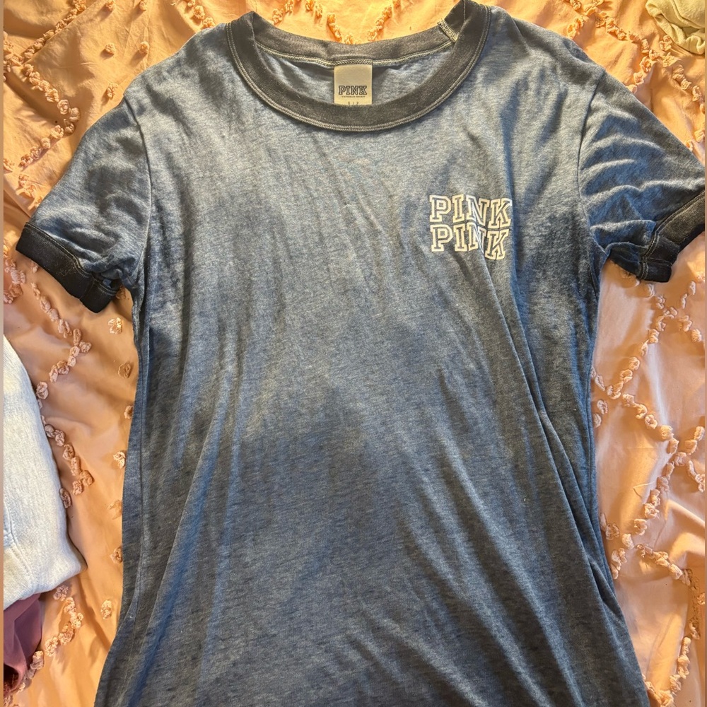$18• PINK blue tee shirt